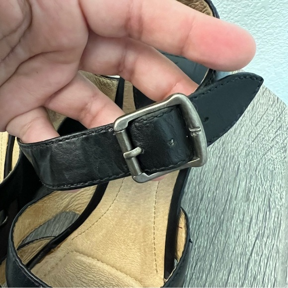 Frye Alexa Seam 2 Piece Black Brown Leather Platform Wedge Sandal Heels- Size 9 - Picture 14 of 16